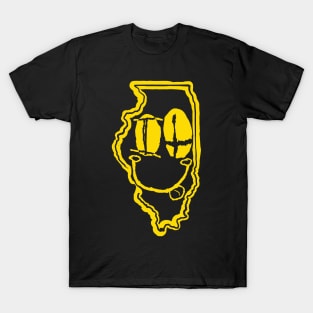 IL Eyes Illinois Grunge Smiling Face Yellow T-Shirt